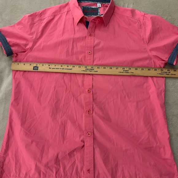 Robert Graham Men's Size XL Pink Short Sleeve Classic Fit Button Down Shirt - Picture 6 of 9